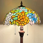 Wisteria Tiffany Floor Lamp - 2-Light Stained Glass Reading Light 63" Tall