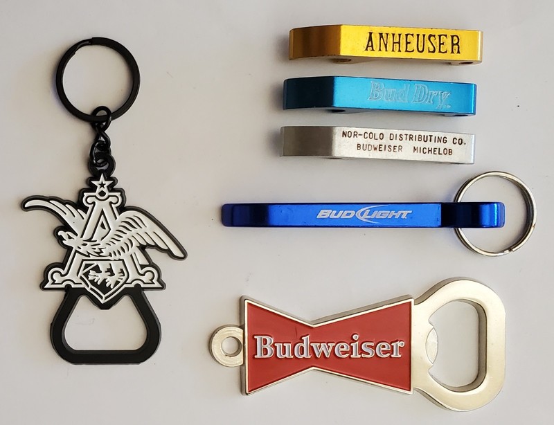 6 ANHEUSER BUSCH ST. LOUIS MISSOURI BREWED CROWN CAP BOTTLE OPENER ALE BEER SODA
