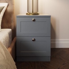 2 Drawer Bedside Matt Grey Modern Bedroom Furniture Shaker Style