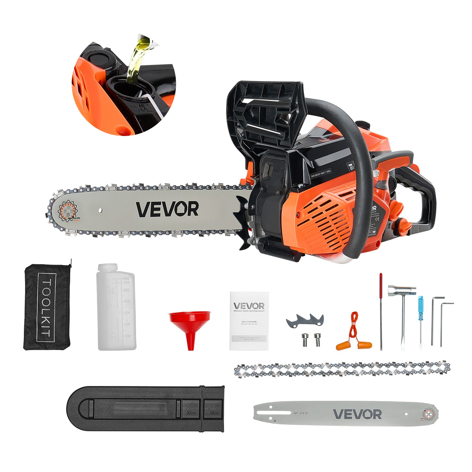 Tronçonneuse à essence VEVOR 355 mm pour préparer son bois avant l'hiver