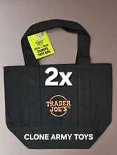 2 Trader Joe's Black Mini Canvas Tote Lunch Personal Hand Bag Reusable Halloween
