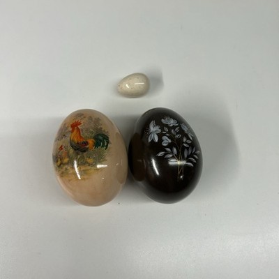 VTG Handmade Ceramic Easter Eggs Rooster Hand Painted Flower Speckled