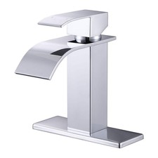 Single Handle Single Hole Bathroom Faucet with Deckplate Included