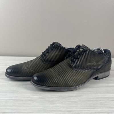 Bugatti Men's Derby Dress Shoes Sz 10 Leather Textured Green Black Cushion Laces