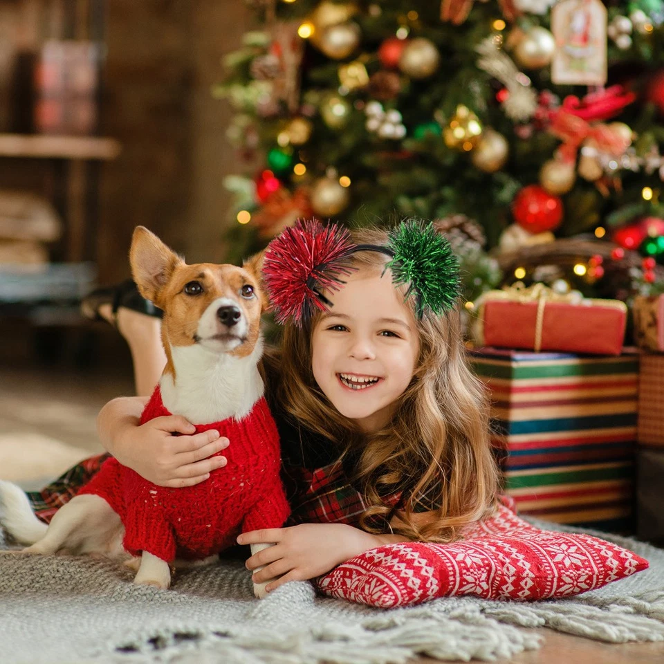 Tinsel Pompom Headband Children Hair Holiday Party Performance Headband - Image 3 of 4