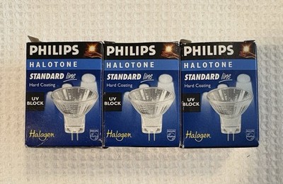 Philips Halotone GU4 GZ4 20W 12V 30° MR11 UV Block Lamp Bulb Lot of 3