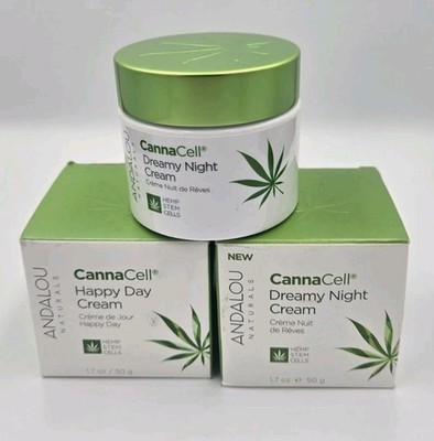 Lot of 2 Andalou Naturals CannaCell Dreamy Night Cream 1.7 oz Skin Moisturizer