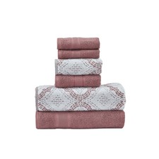 Capri 6-Piece Reversible Yarn Dyed Jacquard Towel Set - Bath Towels Hand Towe...