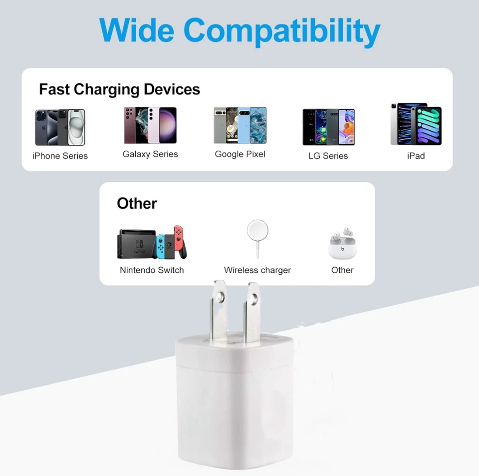 500PCS White USB 1A Power Adapter AC Home Wall Charger US Plug FOR iPhone 5 7 8 - Image 2 of 2