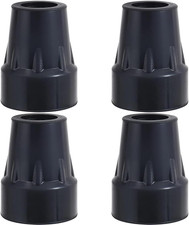 Cane Tips, 3/4 Crutch Tips Heavy Duty Walking Cane Tips Replacement Black Rubber