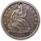 1856 Seated Liberty Half Dollar Almost Uncirculated AU Coin, Holed #24042