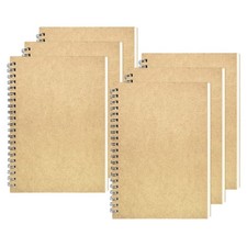 DSTELIN Blank Spiral Notebook, 6-Pack, Soft Cover, Sketch Book, 100 BROWN