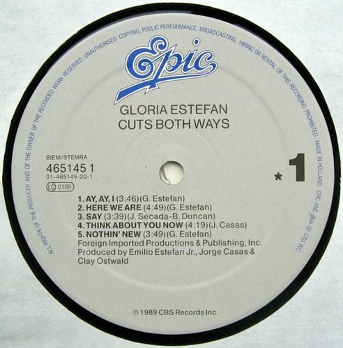 Gloria Estefan - Cuts Both Ways - Used Vinyl Record - 48 - P6999z - Picture 3 of 5