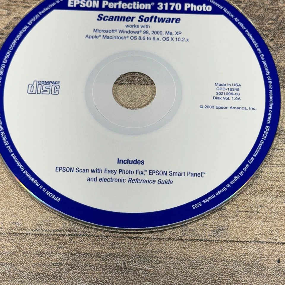 Epson Perfection 3170 Photo Scanner Software CD Windows Mac OS XP 2000 98 Tested - Image 3 of 4