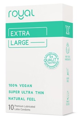 Royal Extra Large Ultra Thin Vegan Condoms for Men - 10 Count (Pack of 1) 