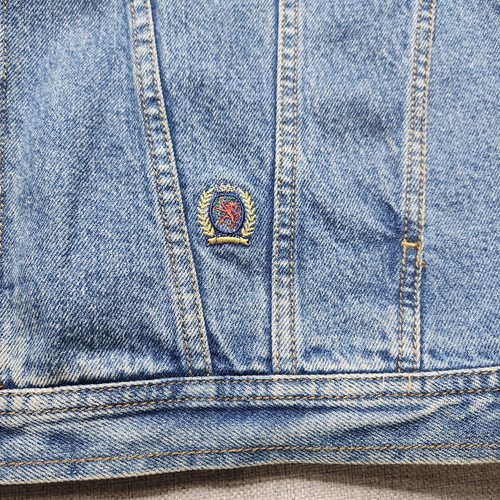 Vintage Tommy Hilfiger Denim Trucker Jacket Mens Medium Collared 90's Blue by Tommy Hilfiger, Size M, $79 - Photo 2