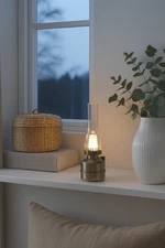 IKEA STRÅLA LED Table Lamp – Battery Operated, Glass, Dark Gray, 7.5" Modern Hom