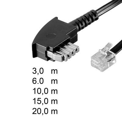 Telefon Kabel TAE-N Stecker > RJ11 6/4 Stecker für Modem Fax 3m 6m 10m 15m 20m
