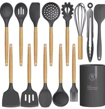 14 Pcs Silicone Cooking Utensils Kitchen Utensil Set - 446°F Heat Resistant,T...
