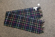 $178 Coach Women's 100% Cashmere Plaid Tattersall Scarf - Black Multicolor
