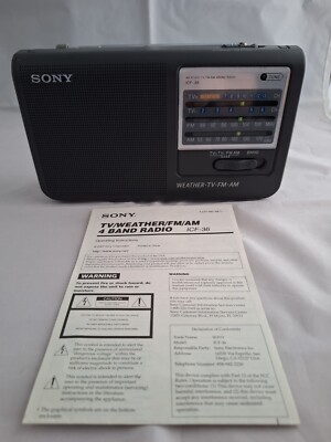 Sony ICF-36 Weather/TV/AM/FM Weather Band Portable Radio | eBay