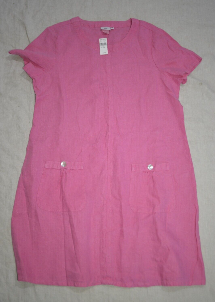 hot cotton linen dresses Size XL Bright Pink 100% Shift Dress Short Sleeves NWT MSRP $64 Sleeve Size:US 11 (EU 41) private label Vionelle Plus Size French Enjoy the natural feel