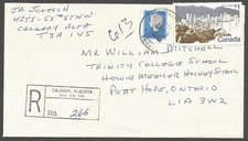 1977 Registered Cover $1.12 Vancouver CDS Calgary Sub PO 105 AB to Port Hope Ont