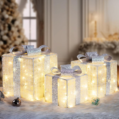 11.8'' Christmas Lighted Gift Boxes, Christmas Decorations Indoor Extra Large 11 