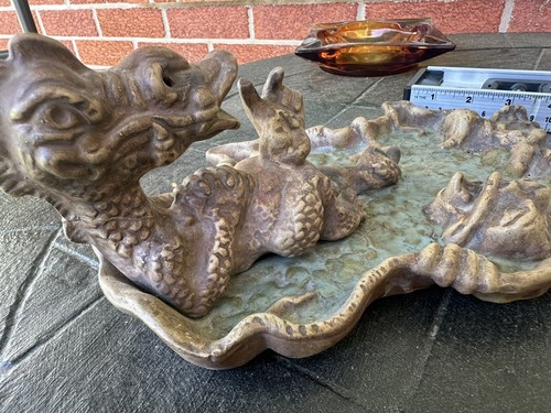 Jim Rumph 1971 Art Pottery Smoking Dragon Head Figural Ashtray Puff The Magic - Picture 15 of 24