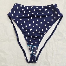 New Asos Design Mix  Match High Leg High Waist Bikini Bottom Navy Polka Sz 2P