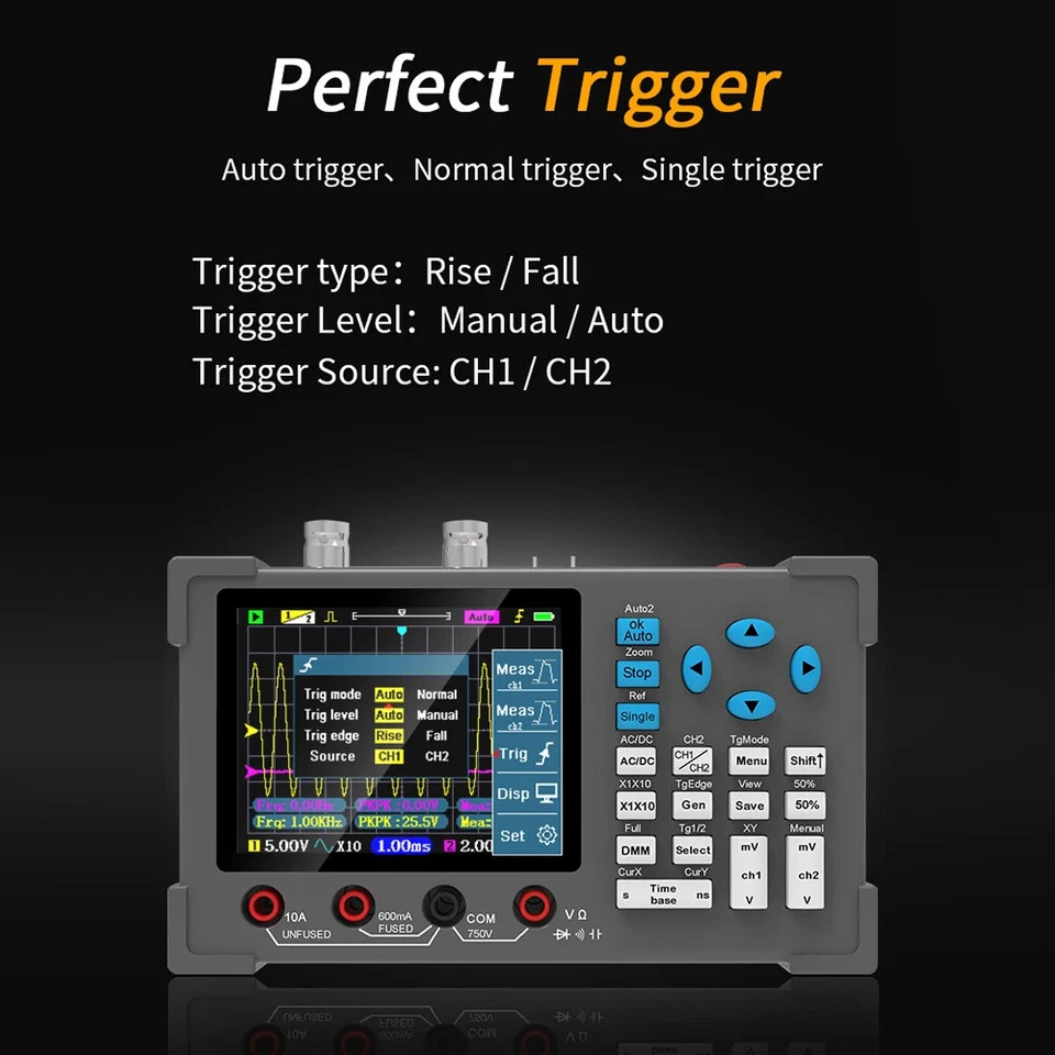 3in1 120Mhz Digital Oscilloscope Multimeter Signal Generator Dual Channel  - Image 3 of 4