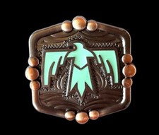 Aqua Thunderbird screwback concho 1-3/8", western apparel, horse tack