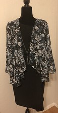 Black Sleeveless Stretch Dress With Attached Wrap And Necklace Large Orig $60