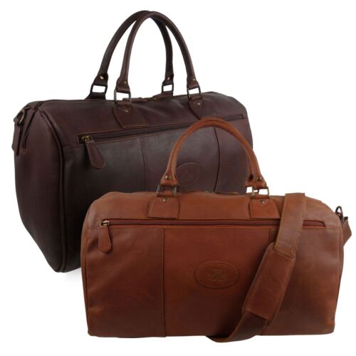 Mens Leather Weekender Holdall by Rowallan Travel Overnight Bag - Picture 1 of 17