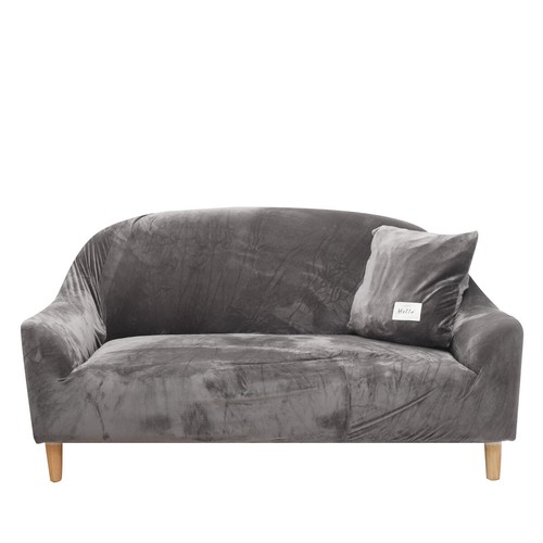 1Seater Grey Slipcover Solid Color Sofa Covers Stretch Couch Furniture - Picture 2 of 6