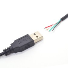 2pcs 50cm USB 2.0 A male 4-Pin 4 wire Power Pigtail Bare Cable DIY 22AWG 5V/3A