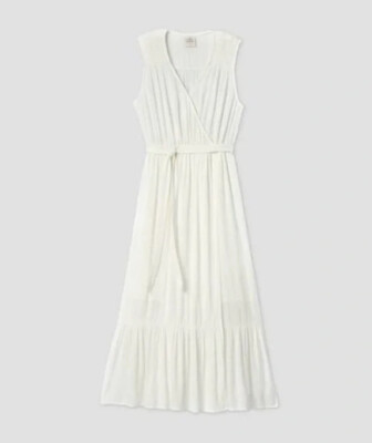knee length dresses for ladies White Maxi Dress with Embroidered Roses main image 1