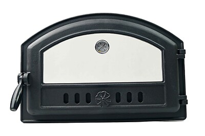 Backofentür Gußeisen Pizzaofentür mit Thermometer Räuchereitür Schwarz Ofentür