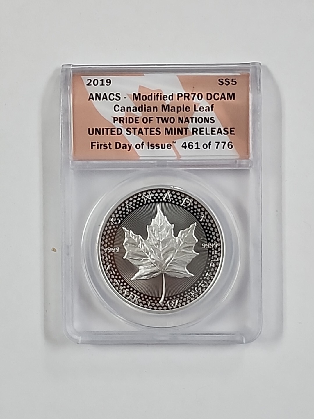 2019 Canadian Silver Maple Leaf ANACS Modified PR70DCAM Pride of Two ...