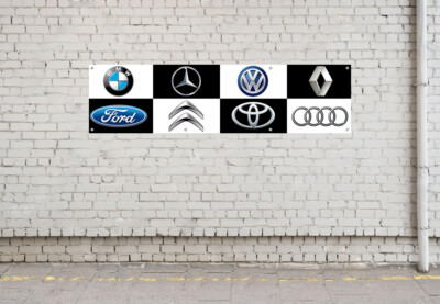 8 AUTO LOGO BANNER/SCHILD MANN HÖHLE GARAGE WERKSTATT GLEISSCHILD MIT AUGEN