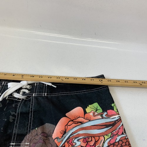 Basix Surf Board Shorts Men XL Tropical Floral Brown Cargo Pocket Beach Swim 10" - Picture 11 of 12