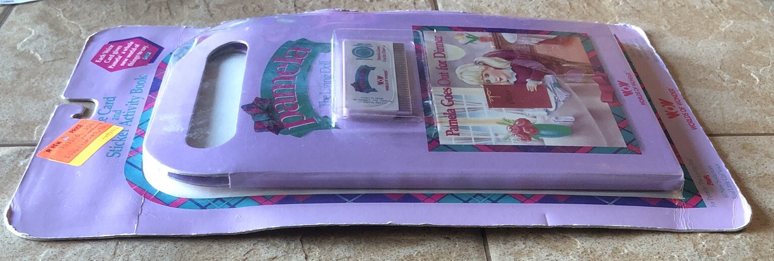 1986 Worlds of Wonder Pamela Goes Out For Dinner Voice Card & Activity Book NEW