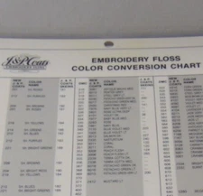 J&P J & P Coats Embroidery Floss Color Conversion Chart Laminated Page 1989
