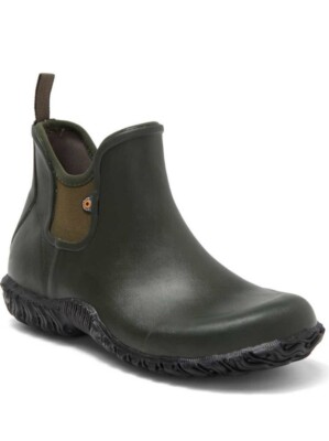 Bogs Men's Basin Chelsea Boot Waterproof Rubber Green Ankle Boots Size 8
