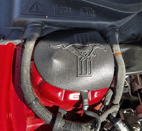 2015-2023 Mustang Custom Fitted Black Satin Strut Covers Caps (Pony Tri bar) V3 - Imagen 15 de 23