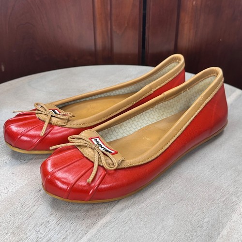 Hunter Jaylen Wellington Womens Waterproof Red Rubber Shoes Size 8 Ballet Shoe