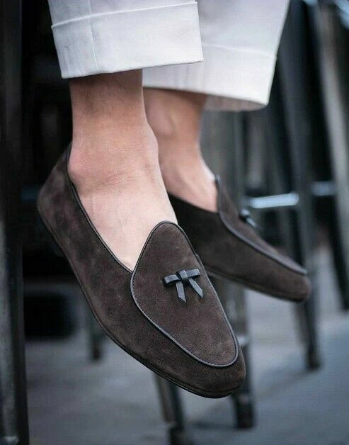 Nubuck loafers casual bowknot shoes 2025