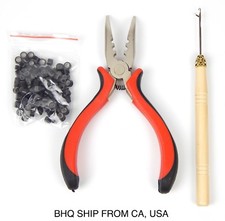 Professional Hair Extension Tool Pliers Hook Needle With 100PCS 5mm Micro Bead