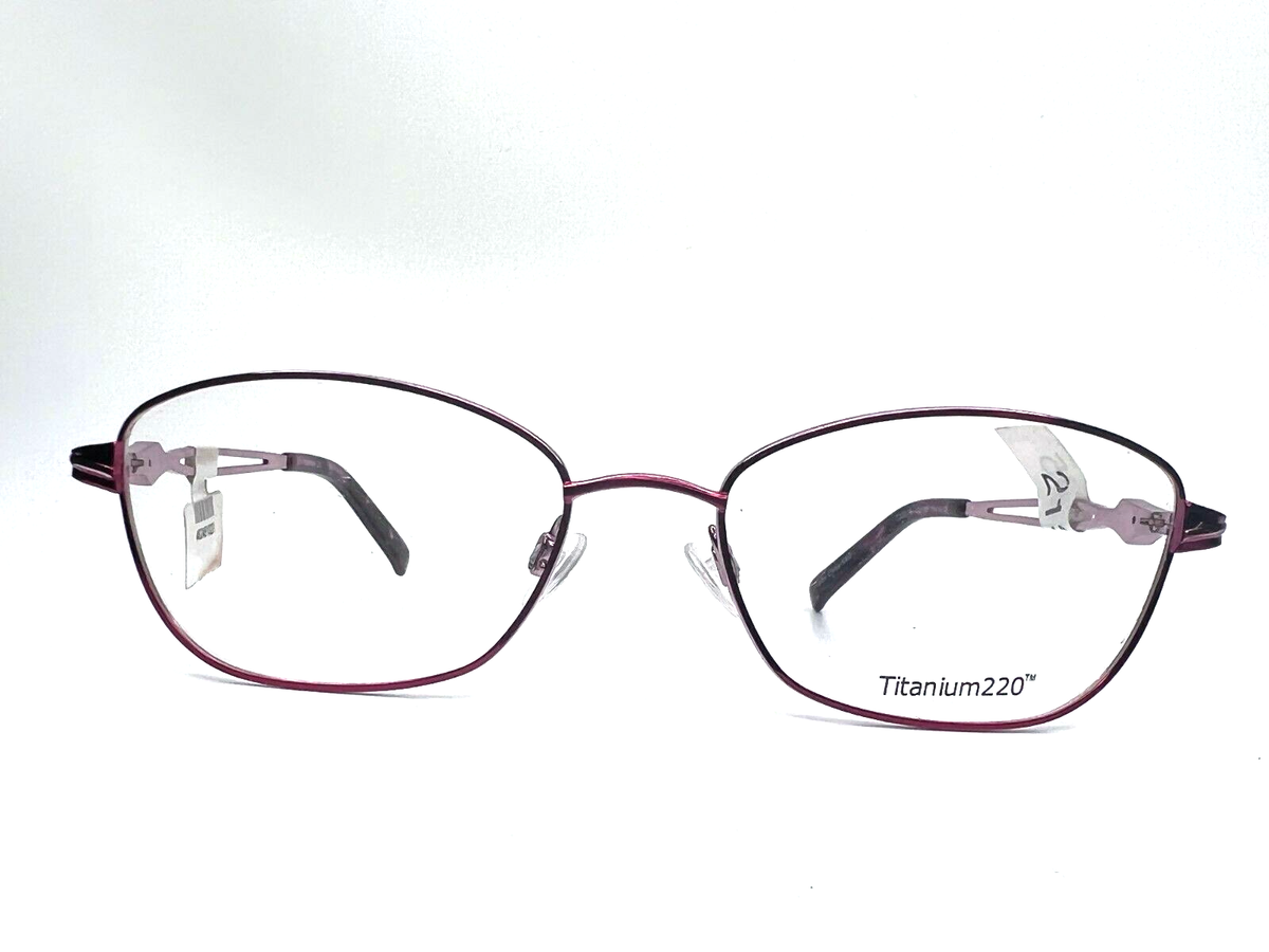 Titanium220 T220-04 COL 30 Red Round Square Full Rim Eyeglasses 55