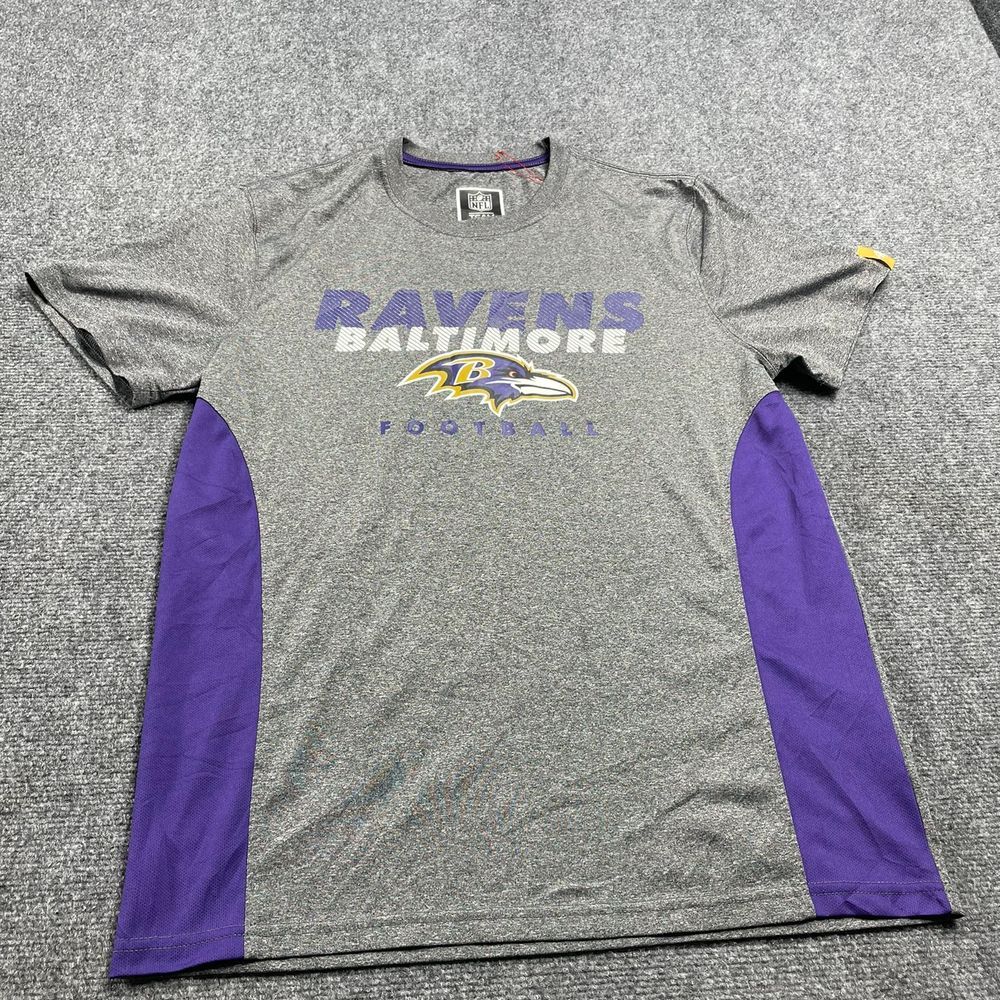 Team Apparel Men's Gray NFL Ravens Baltimore Football Sports T-Shirt Size L